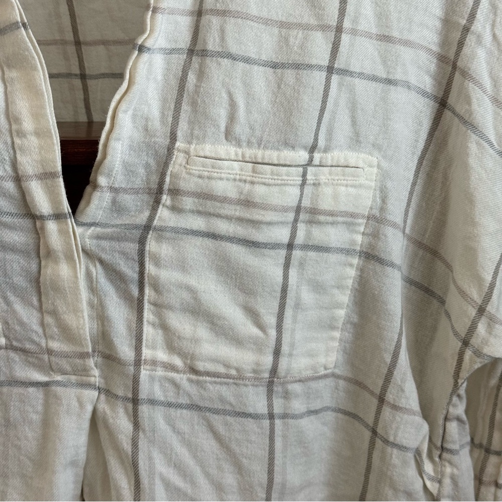 Vince Cotton Women’s Modal Plaid Shirt – White  Size M - Picture 2 of 10